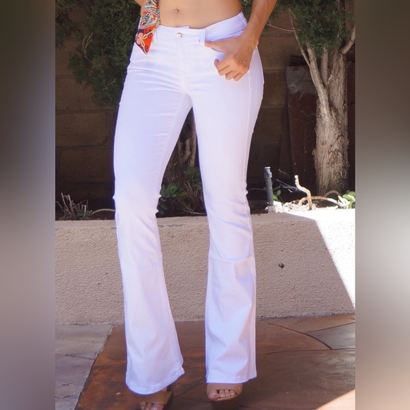 Celebrity Pink White Bell Bottom Pants Mid Rise Wide Leg Size 25 - Picture 3 of 11